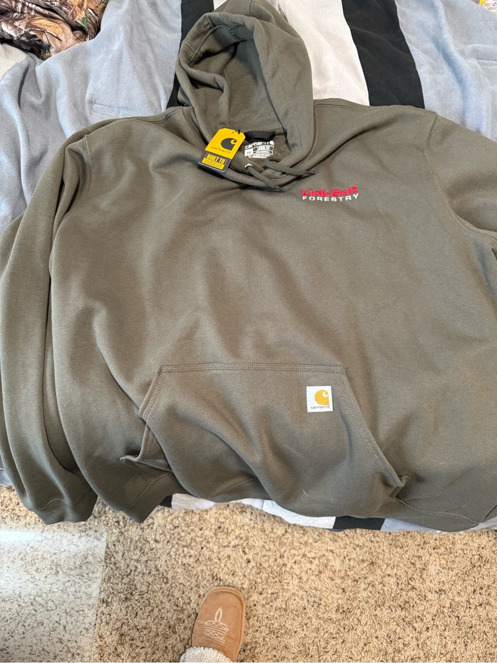 Carhartt Kids Olive Green Hooded Sweatshirt with Front Pocket